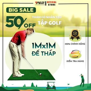 Thảm tập golf, thảm tập swing, pgm 1mx1m, đế thấp, thảm swing golf, thảm golf cỏ nhân tạo cao cấp đế dày