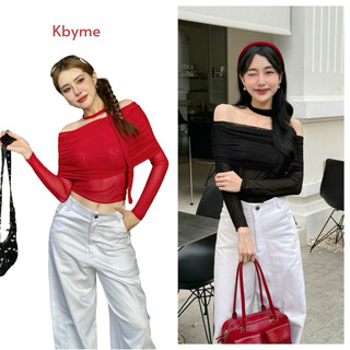 Áo lưới mỏng trễ vai tay dài Venus Mesh Top có kèm dây đeo cổ