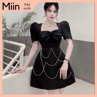 Váy tapta xà cừ nơ ngực dây đá rủ