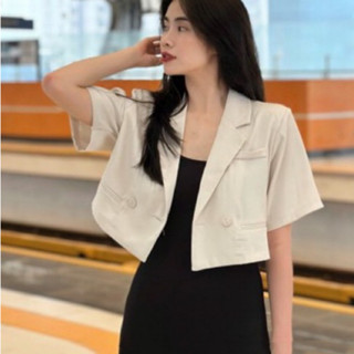 Áo blazer Joolate kiểu dáng croptop tay lỡ, áo vest cộc tay dáng ngắn cá tính