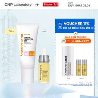 Combo kem chống nắng nâng tone & Tinh chất keo ong tái tạo phục hồi da CNP Laboratory Propolis Energy Ampule 15ml