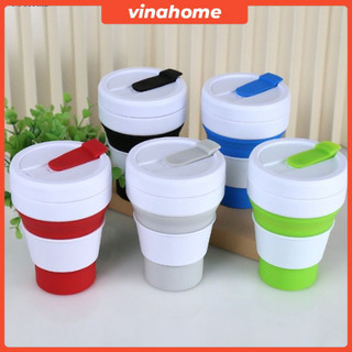 Cốc cafe silicon gấp gọn, an toàn - bình giữ nhiệt nóng lạnh gấp gọn có nắp đậy