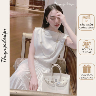 Sét áo sát nách mix chân váy dập ly sang chảnh