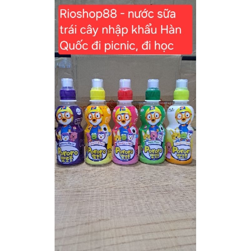 Nước trái cây Pororo 235 ml nhập khẩu Hàn Quốc, sữa trái cây cho bé đi học, sữa trái cây Hàn Quốc Pororo 235 ml