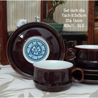 Bộ tách đĩa sứ uống cà phê nóng/ capuchino/trà chiều - gốm sứ nhật bản