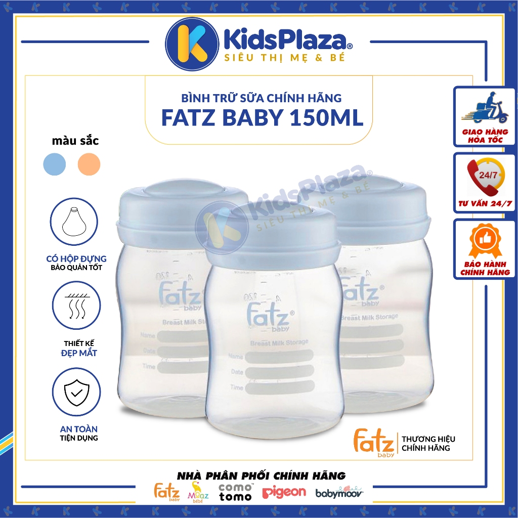 Bình Trữ Sữa Chính Hãng Fatz Baby 150ml - HỘP 3 BÌNH
