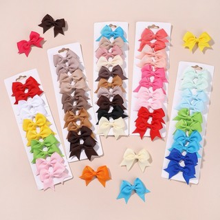Set 10 kẹp nơ ruy băng gân nhiều màu sắc dễ thương, kẹp tóc mái cho bé gái PK189