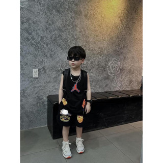 Bộ short ba lỗ Jordan 23 đen bé trai