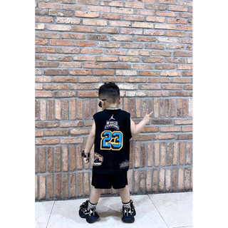 Bộ short ba lỗ Jordan 23 đen bé trai
