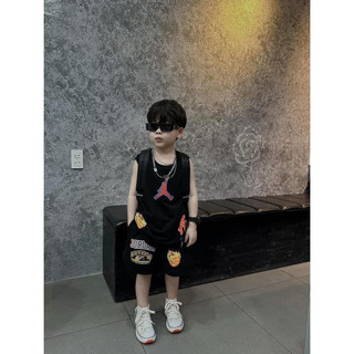 Bộ short ba lỗ Jordan 23 đen bé trai