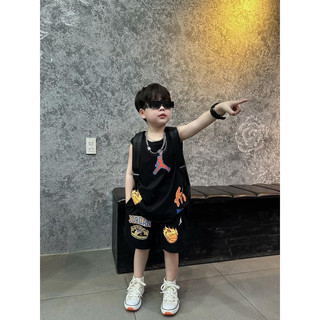 Bộ short ba lỗ Jordan 23 đen bé trai
