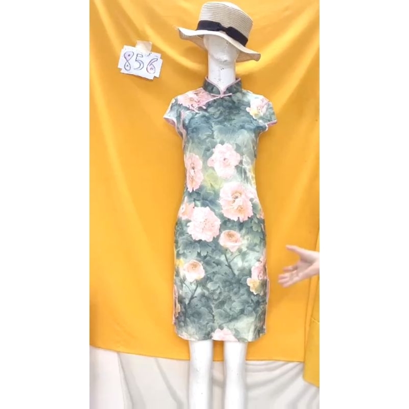 đầm sườn xám hoa size S/M-. S856