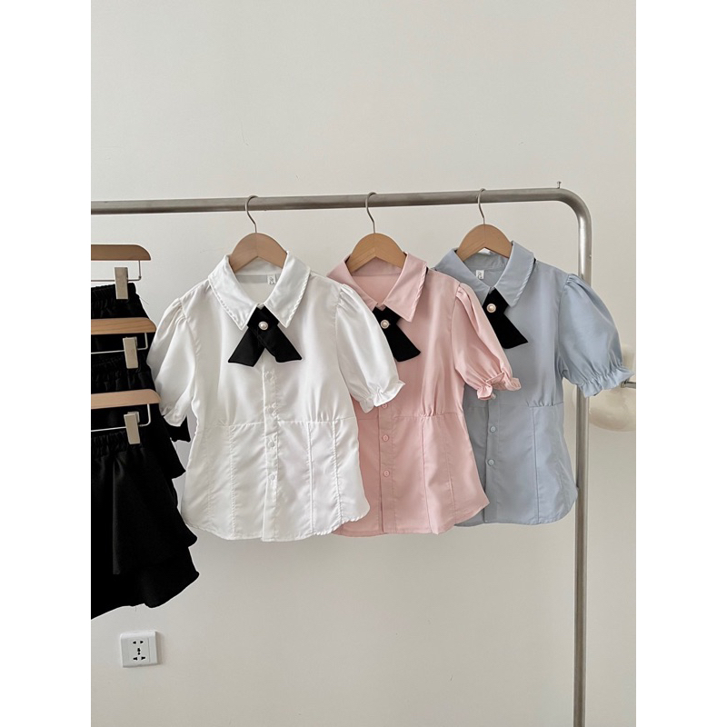 Set áo sơ mi kèm chân váy 2 tầng, áo tay phồng chiết eo tiểu thư xixeoshop - S89 | BigBuy360 - bigbuy360.vn