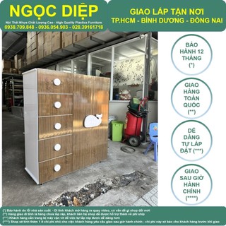 Tủ quần áo Ngọc Diệp ND-SE2C5N 2 cánh 5 ngăn 120cm x 105cm - chất liệu nhựa lõi gỗ - có giao sau giờ HC - Có giao tỉnh