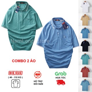 [ COMBO 02 Áo In ] Áo Thun Polo Nam Trung Niên Vải Cotton 100% Cổ Mềm dáng suông thoải mái có size lớn 100kg