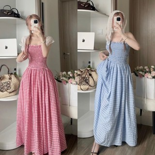 SET ĐẦM MIDI SMOCKING KÈM KHĂN TURBAN QUẤN ĐẦU
