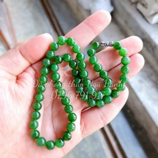 Chuỗi vòng cổ đá ngoc bich size 8mm siêu đẹp Svip