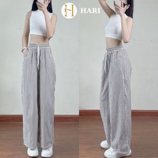 Quần ông rộng kẻ sọc Hari chất liệu đũi xốp mềm mát mặc mùa hè kiểu đi biển đi chơi 510 P0K11