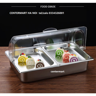 Bộ combo khay inox đa năng 2,3,6 ngăn đựng thức ăn, bánh ngọt, trái cây, hải sản - topping, ướp đá