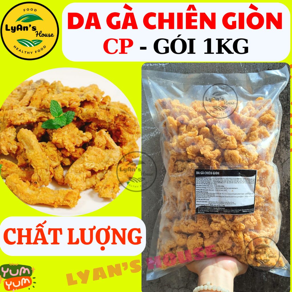 [Hỏa tốc HCM] DA GÀ CHIÊN GIÒN CP 1kg TẨM VỊ - Da Gà CP chất lượng ngon ăn vặt xiên que An Phát Phát Ly House LyAn'House