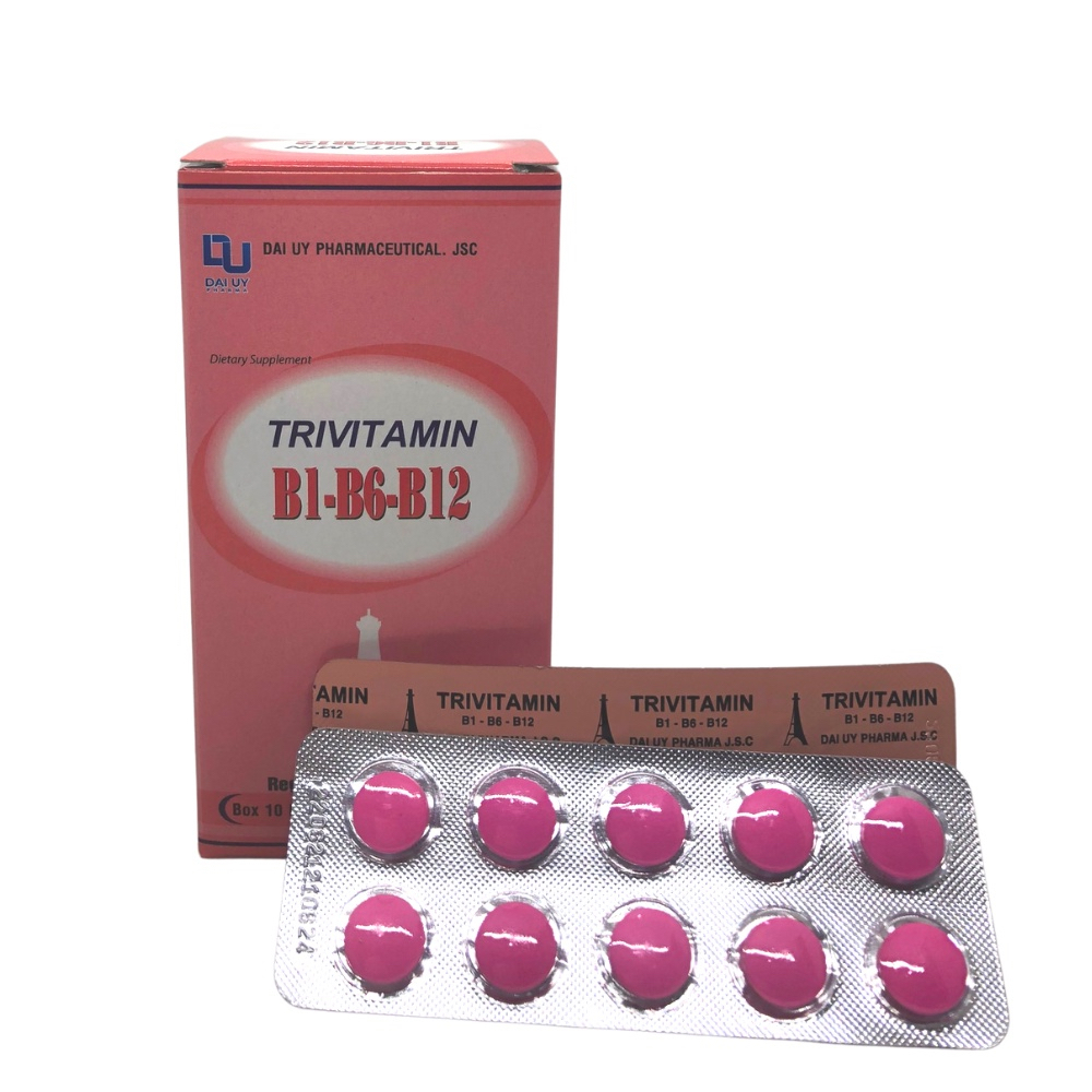 Trivitamin (hộp hồng) Đại Uy 3B B1- B6 - B12 hộp 100 viên nén - Bổ sung vitamin B1- B6 - B12