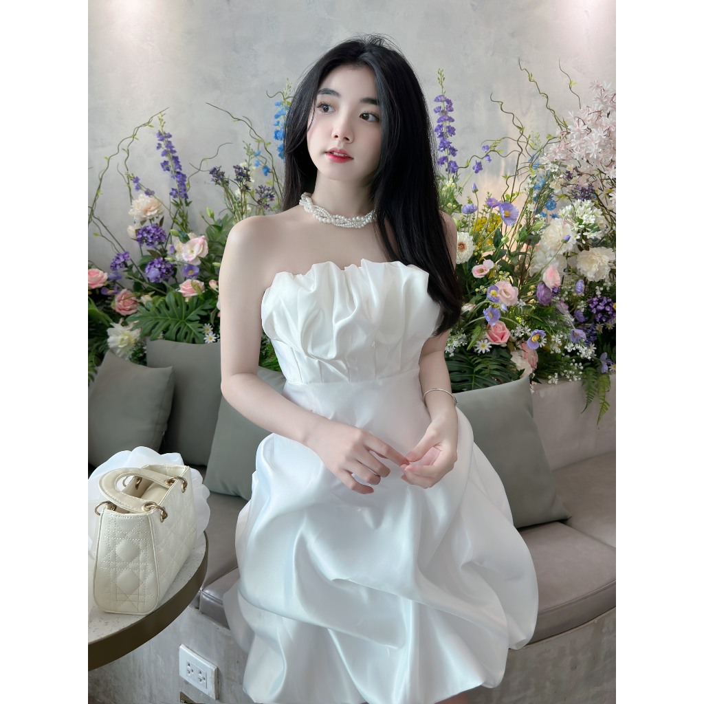 Đầm nữ dự tiệc Lena dress có bigsize thiết kế cúp ngực xòe tay bồng nhún CaoCaobycaochen | BigBuy360 - bigbuy360.vn