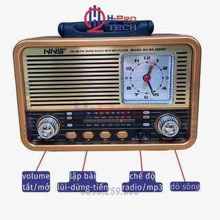 Đài Radio Nhật Bản NS8898BT Cổ Điển-Bluetooth-Đồng Hồ, Loa Thẻ Nghe Nhạc Cho Người Già - H2Pro Tech