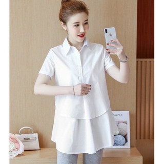 Áo bầu trắng xinh xắn trẻ trung cho mẹ bầu mặc bầu và sau sinh