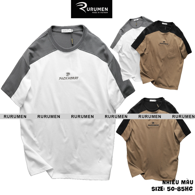 Áo Thun Polo Nam Rurumen Oversize - Áo Thun Nam Cổ BẻThêu Chữ Pack Horse Big Size 110kg