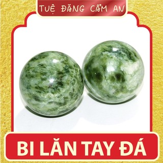 1 Cặp bi lăn tay bằng đá Ser Yên Bái tự nhiên. màu xanh lục vân đá rõ ràng - Cẩm An