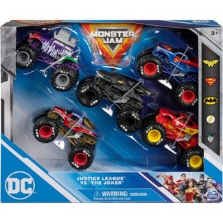 Set 5 Monster Jam Justice League vs. The Joker có The Flash, Super Man, Wonder Woman, Batman và The Joker