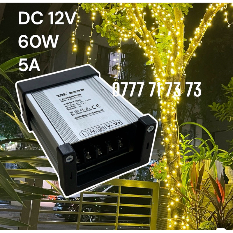 Nguồn 12V 5A, Nguồn Led 60W, Nguồn 12V, Đổi Nguồn 220V Sang 12V Ngoài Trời Dùng Đèn Led, Máy Bơm Thay Thế, Adapter 12V