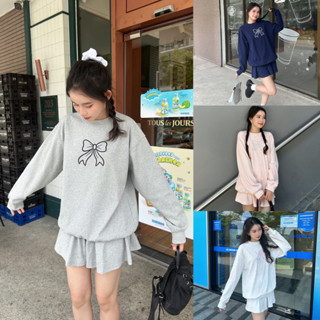  RETAA DEROSE SET - Set 2 Món  Áo Sweater và Váy Xoè  Chất Liệu Gân Cotton Dày Mềm Thoải Mái Thoáng Mát  4 MÀU  