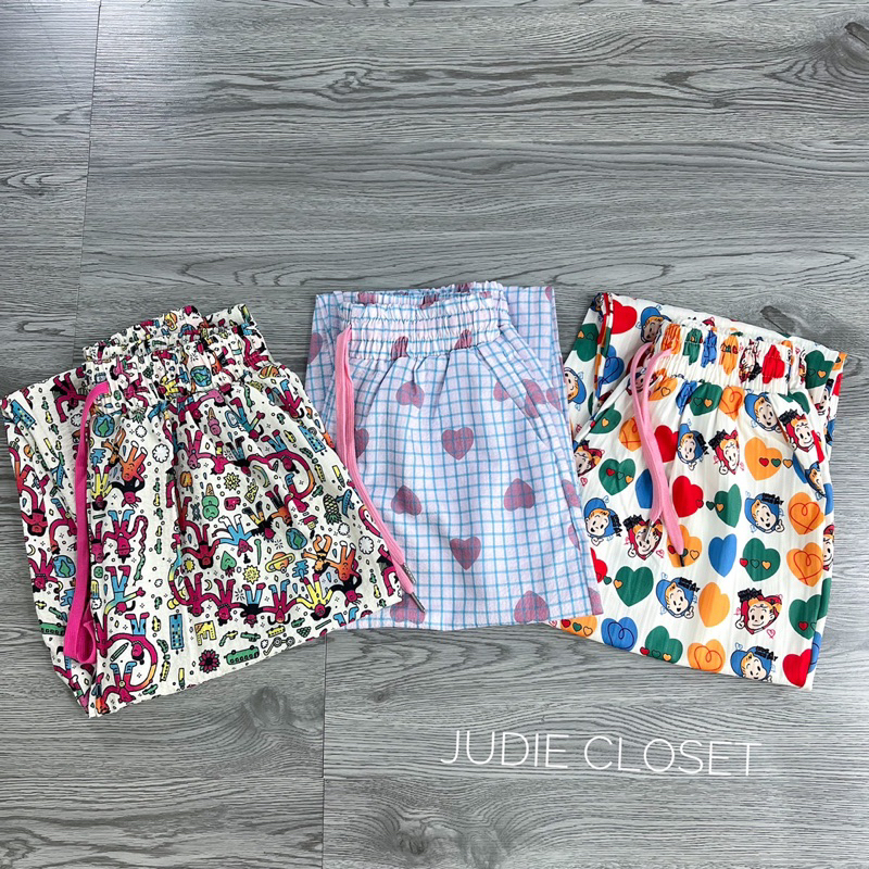 Quần Baggy Nữ Cạp Cao,Quần Nữ Dáng Lửng Hình In Chất Thô Mềm Nhiều Màu Kèm Dây Rút JUDIE.Closet | BigBuy360 - bigbuy360.vn
