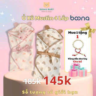 Ủ choàng xô muslin boona cao cấp 4 lớp