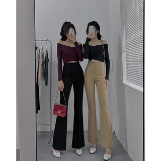Quần Vải Ống Loe 1 Cúc,Quần Công Sở Nữ Cạp Cao Chất Tuyết Mưa Hàn Cao Cấp JUDIE.Closet