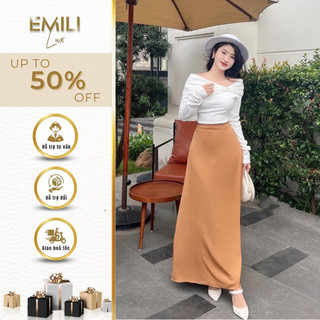 Bộ áo len lệch vai dáng dài tay mic chân váy xuông kiểu nữ 