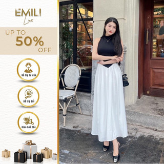 Đầm dài không tay Emili dáng xoè tiểu thư đàm sát nách kiêu nữ 