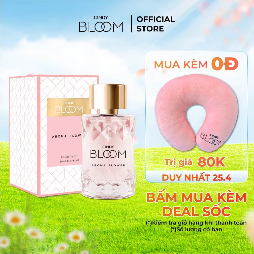 [25.4 - BẤM KÈM DEAL SỐC - NHẬN QUÀ 0Đ] Nước hoa nữ Cindy Bloom Aroma Flower hương ngọt ngào nữ tính 50ml