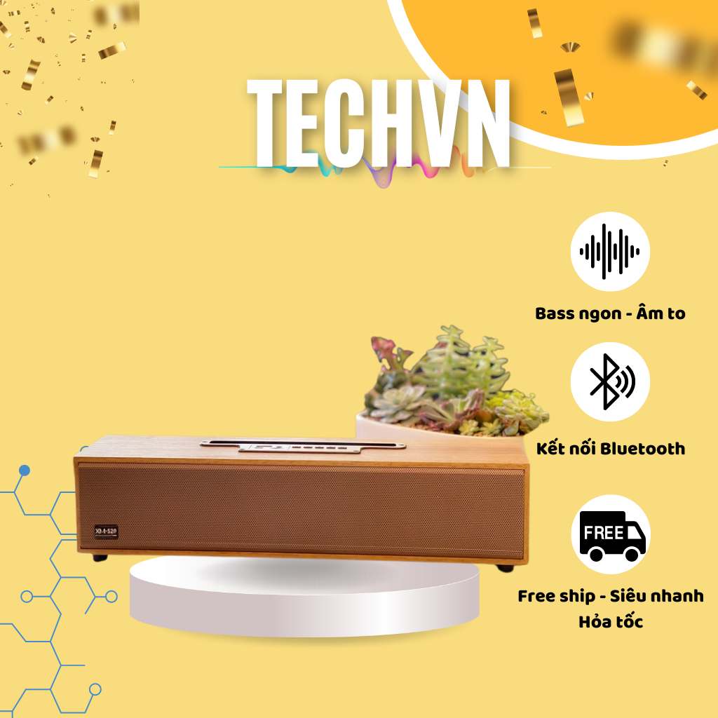 New 2022 , Loa Bluetooth XM 520 Thiết Kế Vỏ Gỗ Sang Trọng Dạng Thanh Để Bàn , Bass Chuẩn , Ấm , Công Suất 20W Siêu Trầm.