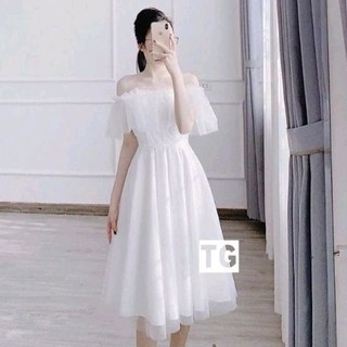 Đầm công chúa 2 dây trễ vai vôn lưới cực xinh (HÌNH THẬT100%)