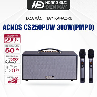 Loa karaoke di động acnos cs250puw công suất 300w tặng kèm 2 mic