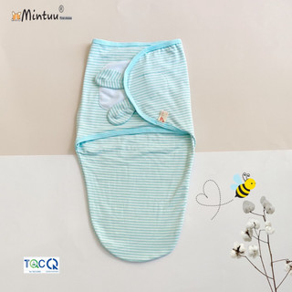 Ủ kén cho bé sơ sinh, trẻ sơ sinh chất liệu visco sọc dẻo, hiệu MINTUU, mềm mịn - 8042