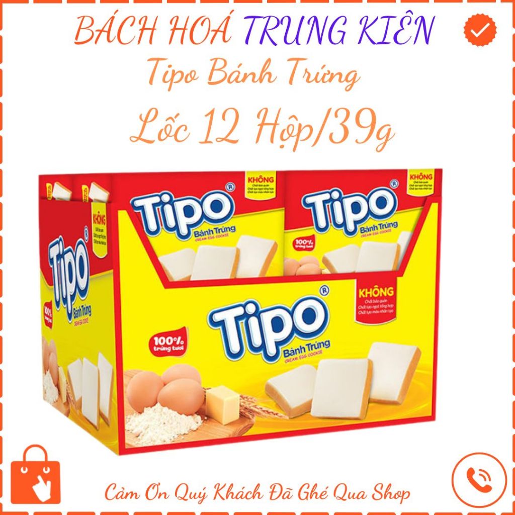 Bánh Trứng Tipo Hữu Nghị, Tipo Lốc  12 Hộp/39g