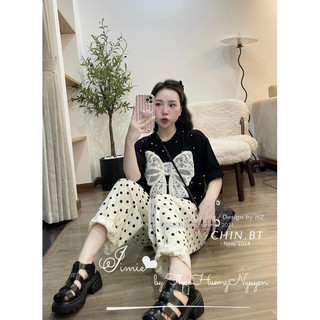 Set áo nơ mix quần chấm bi hot hit