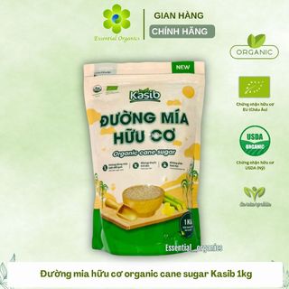 Đường mía hữu cơ organic cane sugar Kasib 1kg, đường hữu cơ nguyên liệu Lào