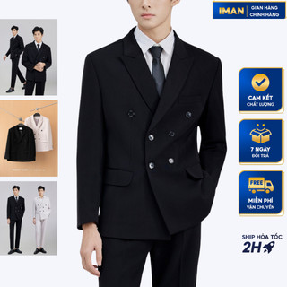 Áo Vest Nam 6 Cúc Vải Chéo 79 Cao Cấp, Set Comple Màu Đen 4 Lớp Có Đệm Vai Thanh Lịch, Đẳng Cấp - iMan Store, Hàng VNXK
