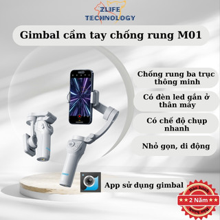 Gimbal TOKQI M01 có sẵn đèn led, tay cầm  chống rung 3 trục thông minh, có chế độ chụp nhanh, nhỏ gọn và di động
