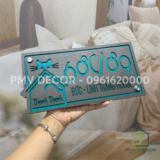 BẢNG, BIỂN SỐ NHÀ. Alcorest + Mica sần, Số chìm,ngoài trời, BSN-PMV77