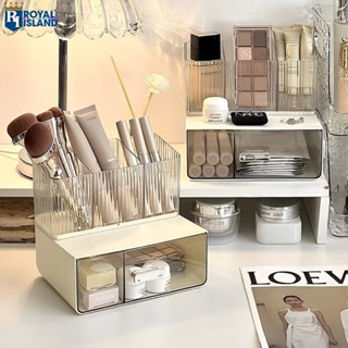  Tủ Đựng Đồ Để Bàn 2 Tầng Kèm Hộp Đựng Cọ Phấn Cao Cấp - Hộp Đựng Mỹ Phẩm Đồ Trang Điểm Mini Decor Bàn Học Bàn Làm Việc 